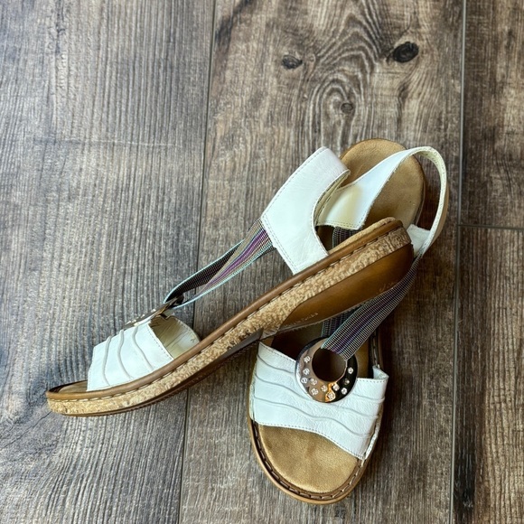 Rieker Spring Step Karmel Leather White Women's Wedge Sandals Size 40 - Picture 10 of 11